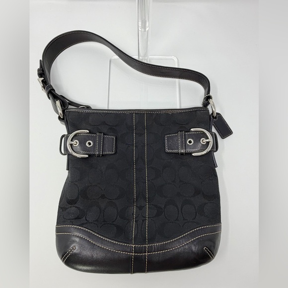 Coach Black Women's Monogram and Leather Small Hobo Bag - Picture 3 of 10
